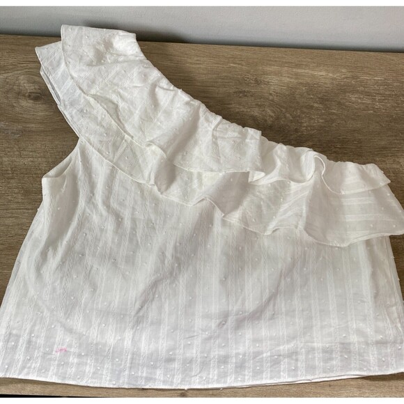 Amaryllis x Hey Nasreen He Loves Me He Loves Me Naz Ruffle Top White Women Large - Picture 9 of 9